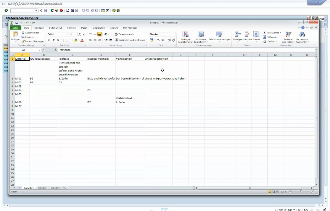Langtexte von SAP in Excel und zurückschreiben